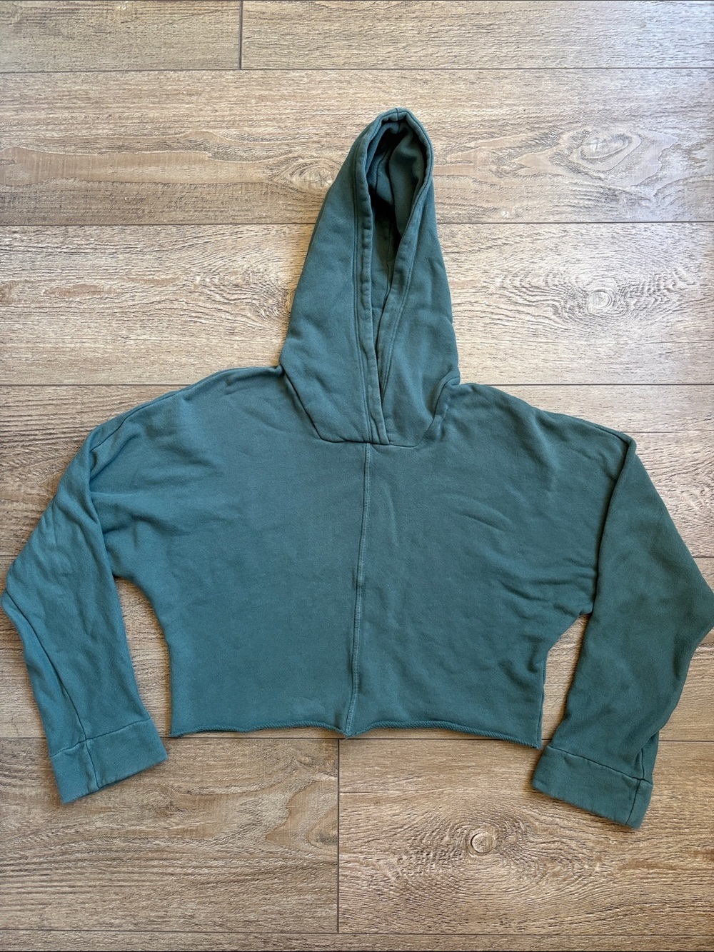 Joah Brown Cocoon Pullover Oversized Cotton Hoodie in Teal Green w Dolman Sleeve